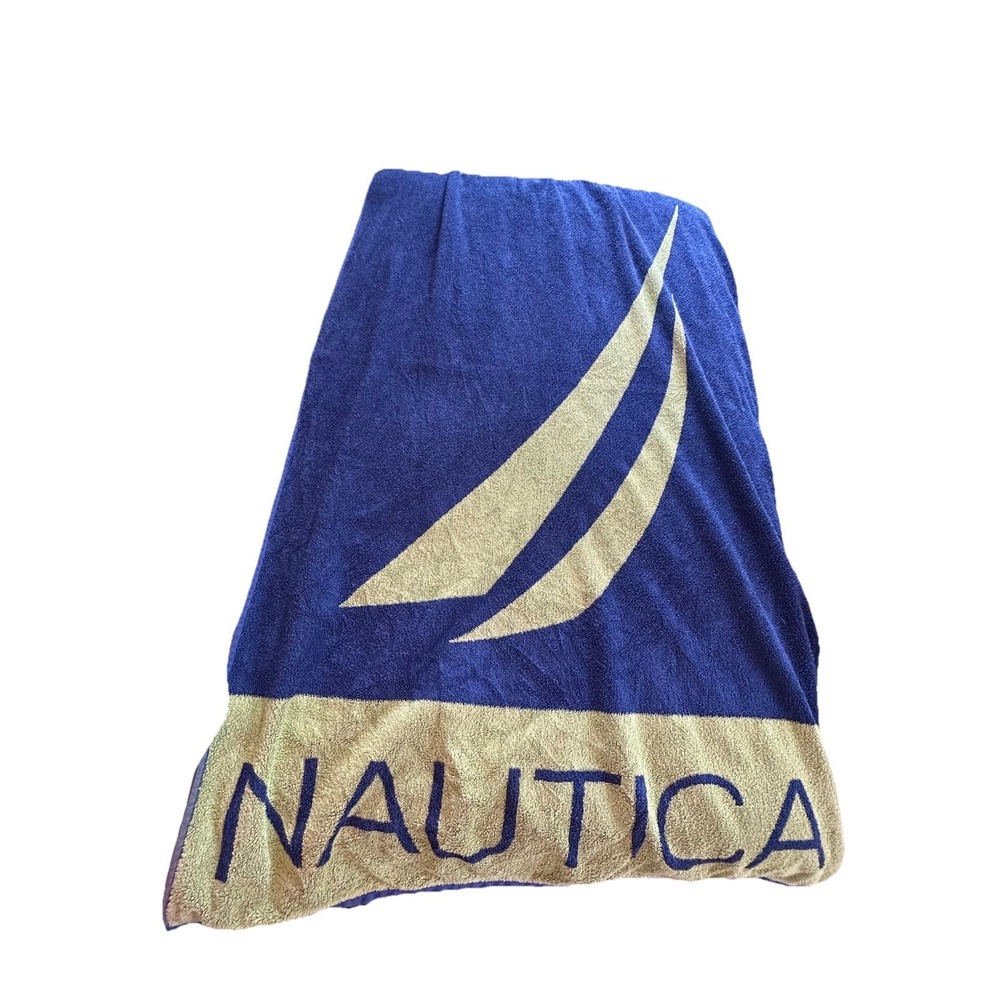 Vintage Nautica Beach Collection Bath Beach Towel Blue Green 34"x  64"